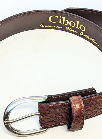 #125 American Bison Belts Custom Tanned American Bison Belts with quick snap detachable Solid Brass Buckles.
3 Buckle Options: Antique Brass, Nickel Matte & Nickel Plate. All in our trademark "Horseshoe" Buckles.
Mens Sizes 32" to 44"