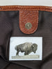 #3000  Cinnamon "Cibolo" Tote - Authentic Heirloom American Bison with snap closure.  Dimensions: 13.5" H x 17" L x 6" D