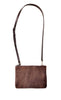 #3745 "Cibolo" Cross Body in American Bison. Color: "Comanche" Brown 2 exterior zip compartments. Dimensions: 8" H x 12 " L x 2" D