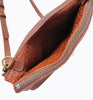 #3745 "Cibolo" Cross Body in American Bison. Color: "Comanche" Brown 2 exterior zip compartments. Dimensions: 8" H x 12 " L x 2" D